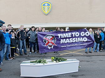 Leeds fans stage fake funeral...